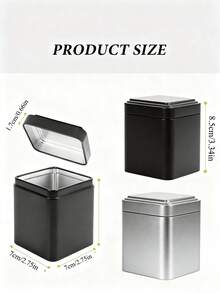6pcs/Set Or 2pcs Classic Square Tea Tin Canisters, Size: 7 X 7 X 8.5cm, Black Metal Material, Suitable For Storing Tea, Coffee, Flour And Spices, Includes Rewritable Labels, Airtight Seal, Ideal For Kitchen And Pantry Organization - Black - View 14