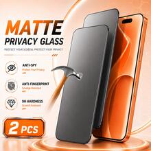 2 Buah Pelindung Layar Kaca Tempered Buram untuk Privasi 17 Pro Max/16 Pro Max/16 Plus/15 Pro/15 Pro Max/14/13/12/11 Series, Pelindung Kaca Matte Anti-Spy 9H, Perlindungan Privasi Layar Penuh, Permukaan Sentuhan Lembut Anti-Silau, Tampilan HD Jernih, Lapisan Pelindung Tahan Sidik Jari, Lapisan Tahan Gores, Respons Sentuhan Halus, Desain Kompatibel dengan Casing Tipis - Hitam - View 12