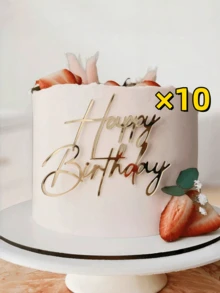 1pc/3pcs/5pcs/10pcs "Happy Birthday" PMMA Cake Topper, Modern Letter Pattern Cake Decoration, Suitable For Birthday Party, Christmas, Birthday Gift, Cake Decoration, Cake Topper, Baking Supplies, Kitchen Essentials, Baking Decoration, Baking Tools - Style K - View 10