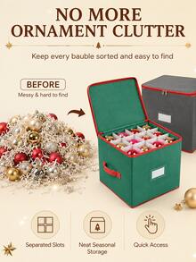 Holiday Decoration Storage Box With Adjustable Dividers, Double Zipper Handheld Storage Bag, Suitable For Holiday Decorations - Multicolor - View 5