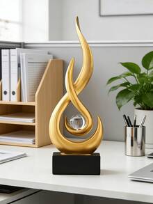 1pc Flame Statue Ornament, 11.8 Inch Abstract Resin Sculpture, Suitable As Modern Home Decor, Minimalist Artwork, Bookshelf, Coffee Table Or Dining Table Centerpiece. 4 Colors Available (No Electricity Required) - Classic Style - View 14