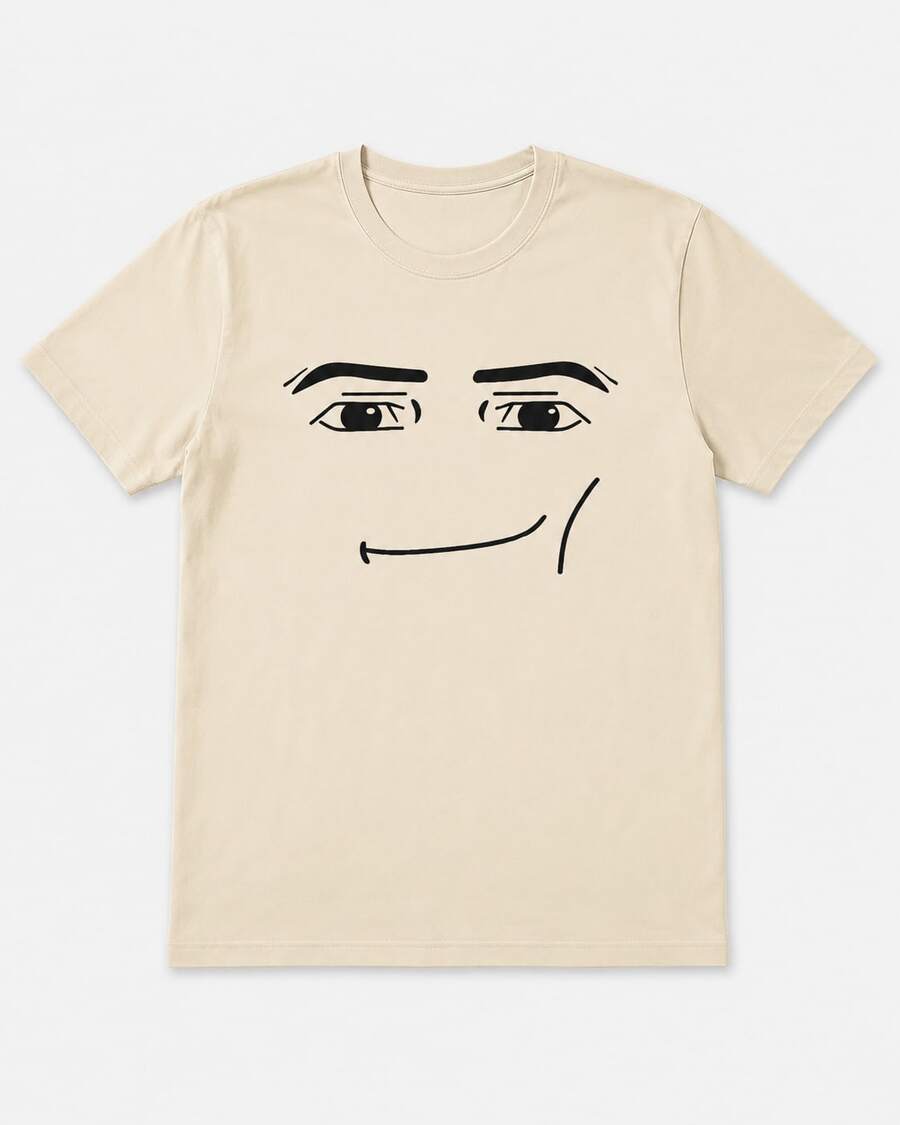 2026 New Summer Y2K Unisex T-Shirt, Cartoon Robot Face Graphic Tee, Funny Crew Neck Short Sleeve Shirt, Harajuku Casual Top For Women Men, QTQA - 杏色 - 查看 1
