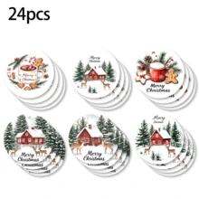 6pcs Christmas Element Pattern Printed Diatom Mud Coasters, Christmas Holiday, Can Be Used As Christmas Gifts, Christmas Decorations, Absorbent Beverage Coasters, Coffee Cup Coasters, Mug Coasters, Tea Cup Coasters, Desktop Protection Pads, Suitable For Dining Table, Coffee Table, Bar Counter And Office Desk Decoration - Multicolor - View 10