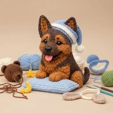1pc Sleeping Giraffe/German Shepherd Crochet Kit (Materials Only. Simple Hand Crocheting Needed). Beginner-Friendly DIY Kit With Step-By-Step Guides & English Manual. Lovely Design For Home Decoration, Ideal Creative Gift For Birthdays & Festivals. - DIY Crochet Kit - View 10