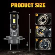 HYNBYZJ 2PCS H7 LED Headlight Bulb 22000LM 12PCS CSP 3570 Car Headlamp Auto Mini CanBus H7 Led Bulb Turbo Light 6500K 12V 110W - A - View 10