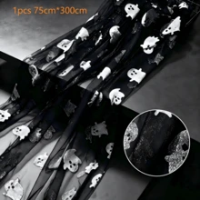 1/3pcs Little Ghost Table Runner, Perfect Choice For Halloween, Black Valentine's Day And Gothic Style Party Decoration. Exquisite Mesh Fabric, Suitable For Black Theme Wedding, Bar, Cafe And Private Dinner Party - Black - View 13