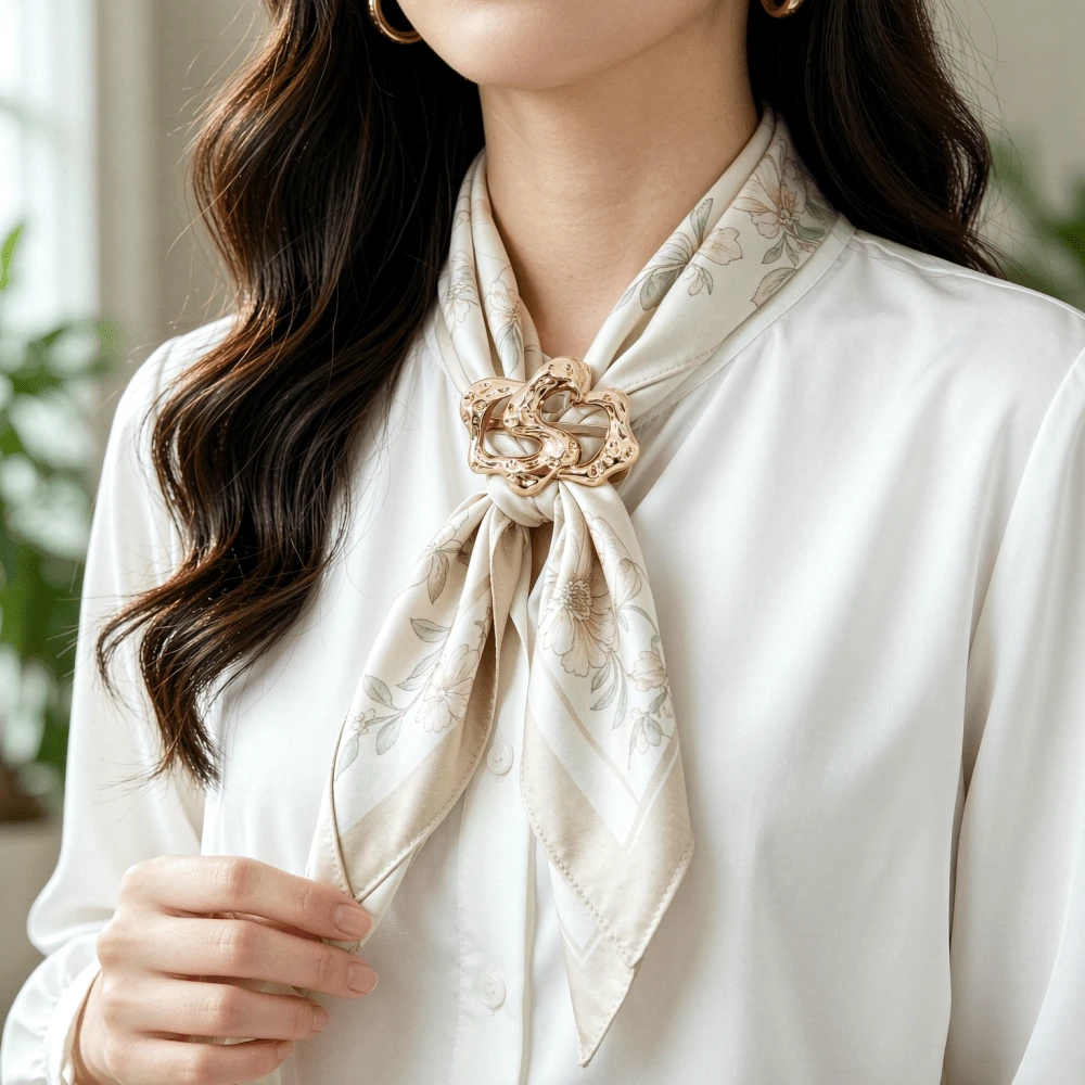 1pc Asymmetrical Lava Texture Scarf Buckle, Vintage Liquid Metal Effect Shawl Clip, Multi-Functional Clothing Corner Knot Ring, Premium Versatile Scarf Fixing Accessory