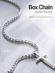 1pc Stainless Steel Men's Pendant Necklace, Gift For Daily Wear - Steel - View 5