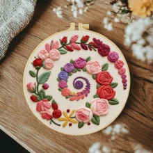 1PC 20*20cm/7.9*7.9in,Beautiful Patterns Embroidery Kit, DIY Handmade Embroidery Set For Adult Beginners, Home Gift, Women's Sewing Gift, Including User Manual, Printed Pattern Fabric, Embroidery Frame, Needle And Thread. - Beautiful Patterns - View 14