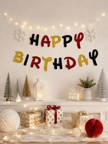 1Set Winter Happy Birthday Paper Banner, Multi‑Color Glitter Letter Garland With Snowflake Accent, Birthday Hanging Pennant For Birthday Party, Indoor Wall, Mantel, Backdrop & Photo Booth Party Decor - View 7