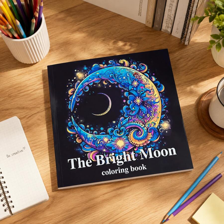 Mandala Flower Coloring Book For Adults, Moon & Floral Designs, Stress Relief Mindfulness Art Therapy –24 Single-Sided Patterns, Thick Paper, Perfect Gift For Women, Back To School Birthday New Year Christmas Gift - The Brigh Moon - View 1
