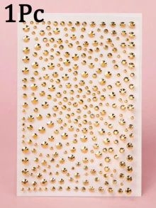 1包325颗金色闪亮水钻贴纸，闪光水钻眼妆贴纸，美容产品，面部装饰，适用于派对、表演、化装舞会、美甲和DIY手工、演唱会妆容、面部宝石 - 彩色 - 查看 6
