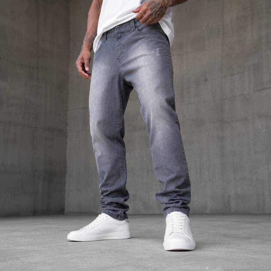 Kit 3 Premium Jeans For Men's Work 100% Cotton Elastane Various Washes - Grey - View 1