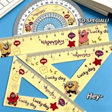 SpongeBob SquarePants 4 Pcs Transparent Ruler Ins Cartoon Drawing Measuring Ruler Acrylic Ruler Set Learning Stationery Set, Best Holiday Party Atmosphere Decoration For Good Friends, Perfect Party Decoration, Home Decor, Perfect Room Decoration, Christmas Gift Graduation - Multicolor - View 8