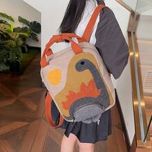 Fashion Casual Dinosaur Backpack With Dinosaur Embroidery Patchwork Design - Multicolor - View 3