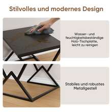 Black Modern Geometric Coffee Table - Wooden Top With Sturdy Metal Frame - Industrial Style Cocktail Table & Side Table For Living Room 80 X 50 X 40 Cm - Black - View 10