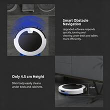 Smart Path Planning Dual Rotating Vacuum Mop, Intelligent Cleaning Machine, Hands-Free, Automatic Bow-Shaped Route Planning To Reduce Missed Areas, Phone Control Start/Stop And Mode Switching, 4500Pa Suction And Large Dust Bin For Full Coverage Cleaning | Perfect Gift For Parents, Family, Friends On Halloween, Thanksgiving, Christmas And Other Holidays - Black and White - View 6