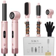 UKLISS 5-In-1 Hot Air Brush & Hair Dryer With LCD Temperature Display And 5 Accessories: Auto Curler, Smoothing Brush And Round Volumizing Brush. Suitable For Wet/Dry Hair, All Hair Types. Perfect For Home, Salon, Travel And Gifts - Multicolor - View 19