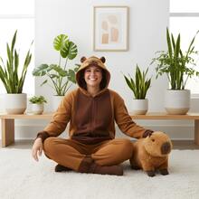 nerd hunters Plush Kigurumi Pajamas Cosplay Costume Capibara - Brown - View 2