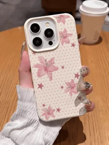 1件 白色波點星星百合個性化極簡全包覆 TPU 防震手機殼，適用於 Apple 18 17 16 15 14 13 12 11 Pro Max Air 及系列 - 彩色 - 查看 3