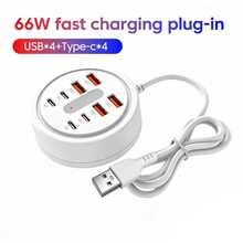 OLAF 8 In 1 Fast Charging Multi-Functional Expansion Dock USB A Type C Mobile Phone Charging Socket Converter For Travel Home Office - White - View 1