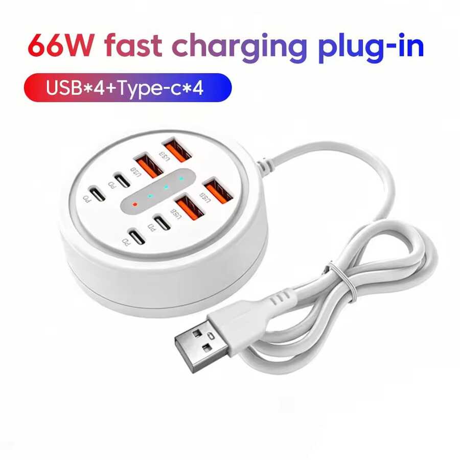OLAF 8 In 1 Fast Charging Multi-Functional Expansion Dock USB A Type C Mobile Phone Charging Socket Converter For Travel Home Office - White - View 1