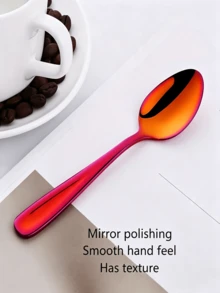 5pcs Colorful Stainless Steel Coffee Spoons, 14cm/5.51in, Colorful Small Tea Spoons, Ice Cream Spoons, Stirring Spoons, Rice Spoons, Dessert Spoons, Party Gathering Spoons, Tableware Set, Creative Gift, Dishwasher - Multicolor - View 10