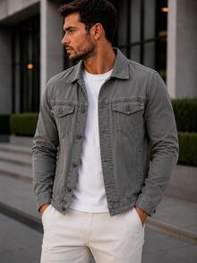Men's Iron Button Twill Jacket - Gris Claro - Ver 1