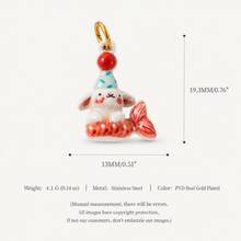 1pc Cute Mixed Pendant, Exquisite Cartoon Style, 18kpvd Gold Plated 316 Stainless Steel Material, Waterproof And Fade-Resistant, Suitable For DIY Creative Necklace, Bracelet, Earrings, Bag Chain, Keychain, Waterproof And Sweat-Resistant, Suitable For Daily Casual Wear - Multicolor - View 11