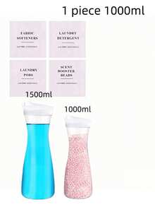 2/1pc Square Laundry Detergent Dispenser Bottle, 1500ml Capacity, Transparent Plastic Black And White, Laundry Detergent Dispenser, Transparent Storage Container, Soap Dispenser, Space-Saving Design, Includes 4 Removable Labels, Suitable For Laundry Room, Bathroom Storage, Autumn Home Decor, Bathroom Decoration - Transparent - View 18