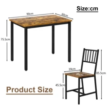 Dining Table Set With 2 Benches – Industrial Brown And Black - 黑色和棕色 - 查看 6