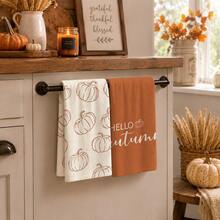 2/4/6pcs Pumpkin Pattern Printed Kitchen Towels, Super Soft Microfiber Highly Absorbent Tea Towels, Dish Cloths, Cleaning Towels, Hand Towels, Suitable For Cooking, Baking, Wiping Cleaning And Kitchen Decor, Kitchen Accessories, Daily Essentials - Multicolor - View 1