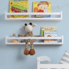 1pc Solid Wood Floating Wall Mounted Bookshelf Compact Storage Organizer Shelf Suitable For Children's Room Bedroom Bathroom Living Room Decoration Shelf Used For Storing Books Toys Decor Items Sturdy Space-Saving Home Storage Rack Birthday Gift - White - View 2
