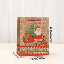 34/68/106入聖誕快樂混色牛皮紙禮品袋，附貼紙與繩把手，多款圖案，新年購物袋，適用包裝、派對、節日、聖誕與新年購物 - 款式E - 查看 4