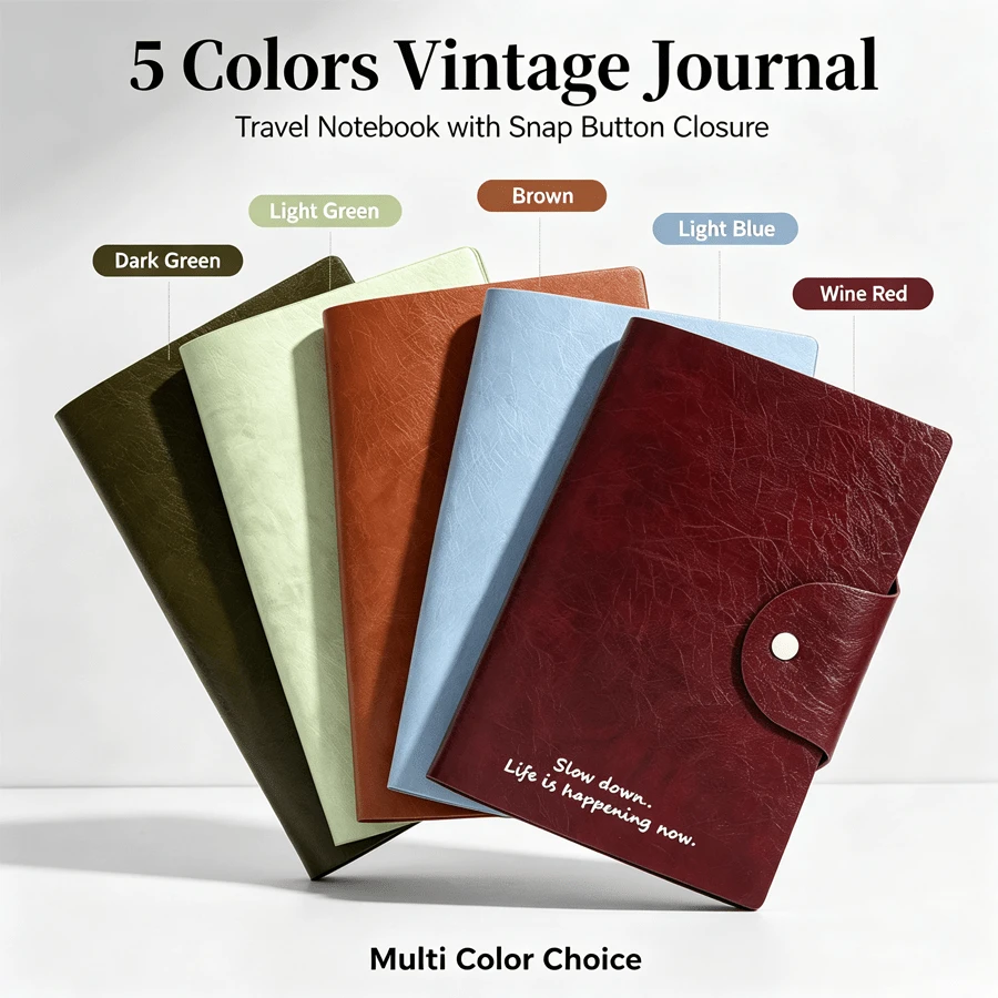 A5 PU Leather Budget Binder Notebook, Three Sets Of Internal Pages Totaling 200 Pages Refillable Travel Journal, Elastic Band Closure, Multi‑Colors, Free 2 Pcs Black Gel Pens, Loose‑Leaf Planner Notebook For Daily Work Study - Multi-color - View 1