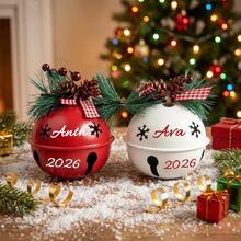 MerexSync Personalized Christmas Bell Ornament, Customized 2026 Bell Souvenir, Letter Combination Christmas Tree Decor Ball, Ornament Ball With Family Tree Pattern, Family Memorial Decoration, Holiday Decor Gift, Christmas Ornament, Christmas Gift - Multicolor - View 6
