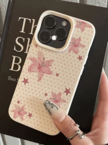 1件 白色波點星星百合個性化極簡全包覆 TPU 防震手機殼，適用於 Apple 18 17 16 15 14 13 12 11 Pro Max Air 及系列 - 彩色 - 查看 4