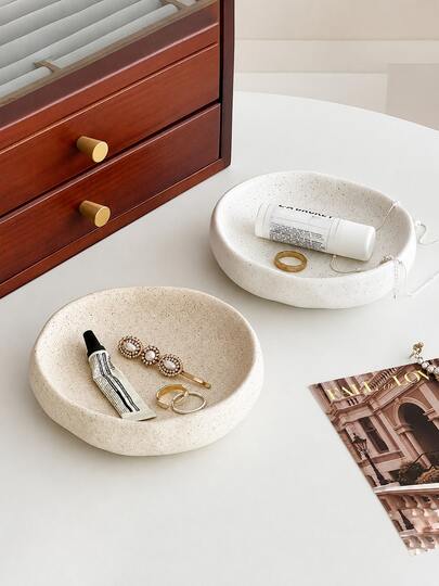 Nordic-Style Jewelry Display Tray (2 Colors) - A Round Decorative Storage Tray Suitable For Entryways Or Desktops; Perfect For Women's Organization, And Also An Ideal Choice For Travel, Back-To-School Dormitory Organization, And Autumn Decoration.