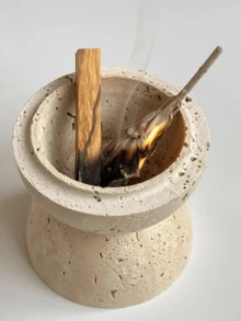 1個多孔岩石紋理圓形香座，極簡黑色/米色香薰爐，適合瑜伽、放鬆、辦公室與喬遷禮物 - 1PC - 查看 7