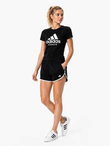 Adidas 夏季新款速干大Logo透气舒适休闲运动短袖T恤，男女款 - 黑與白 - 查看 3