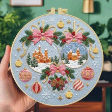 1件 20*20cm/7.9*7.9in聖誕系列刺繡套件,DIY手工刺繡套裝,適合成人初學者,居家禮物、女性縫藝禮物,含使用說明書、印花布料、刺繡框、針與線 - 聖誕節系列 - 查看 5