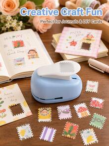 1PC Large Hand Journal Embossing Tool, Stamp Border Decorative Punch, Essential Tool For DIY Creative Gift Making, Portable Die-Cut Scrapbooking Set - Blue - View 10