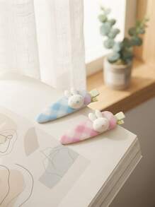 可愛 MIFFY 咖啡色調水滴造型 BB 髮夾，2 款設計：純棕色與格紋 3D Miffy，牢固金屬夾，適合日常校園秋季穿搭 - 彩色 - 查看 11