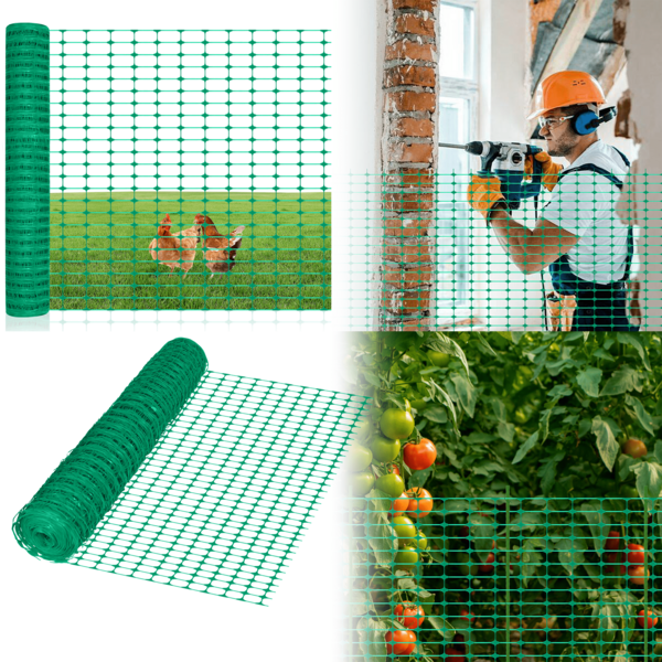 Recinzione di protezione per animali domestici in plastica 1x30/50/80m Recinzione da giardino per impedire la fuga degli animali, recinzione portatile per pascolo e giardino, recinzione mobile per campeggio in PE per cani, conigli e polli (verde/arancione)