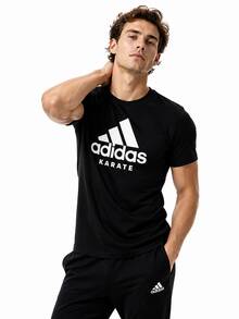 Adidas 夏季新款速干大Logo透气舒适休闲运动短袖T恤，男女款 - 黑與白 - 查看 2