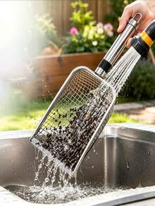 Multifunctional Stainless Steel Mesh Scoop - Heavy Duty Beach Sand Sifter, Suitable For Shark Teeth And Shells, Pet Cat Litter Scoop, Garden Soil Filter - Multicolor - View 2