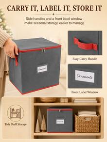 Holiday Decoration Storage Box With Adjustable Dividers, Double Zipper Handheld Storage Bag, Suitable For Holiday Decorations - Multicolor - View 7