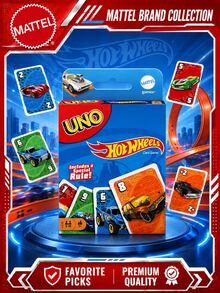 Mattel Game Hot Wheels UNO Matching Card Game Featuring 112 Cards With Hot Wheels Graphics, Fun Multi-Player Card Game, Party Card Game For 7+ & Adults, Ideal For Social Gatherings & Events, Game Night Fun, Great Gift For Fans & Teens,Party Favors - Multicolor - View 1