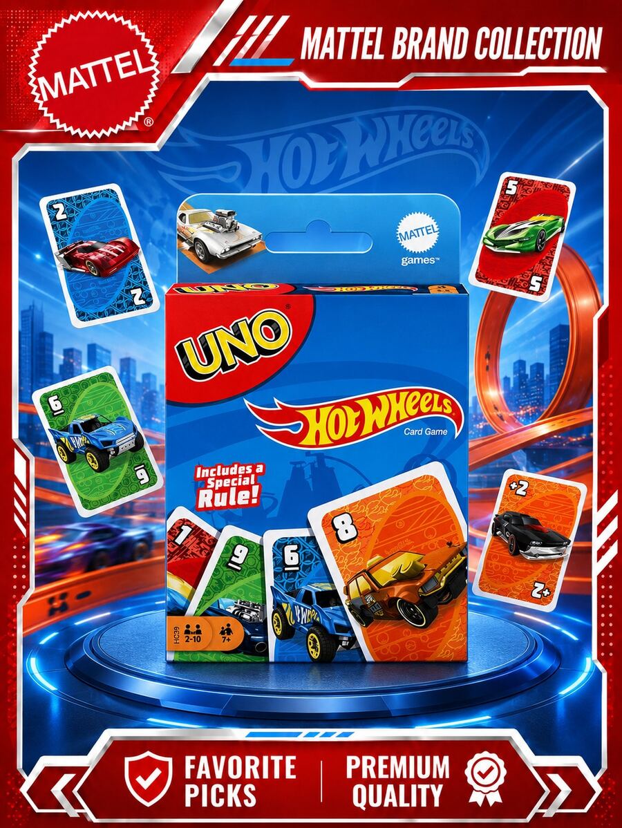 Mattel Game Hot Wheels UNO Matching Card Game Featuring 112 Cards With Hot Wheels Graphics, Fun Multi-Player Card Game, Party Card Game For 7+ & Adults, Ideal For Social Gatherings & Events, Game Night Fun, Great Gift For Fans & Teens,Party Favors - Multicolor - View 1