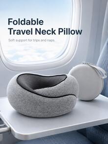 Bantal Leher Lipat untuk Perjalanan dengan Tas Penyimpanan, Bantal Pesawat Busa Memori Lembut 360°, Perlengkapan Perjalanan Penerbangan dan Tidur Siang yang Ringkas dan Portabel - MultiWarna - View 12